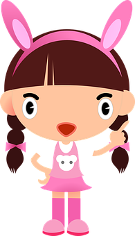 Cartoon Girlin Bunny Costume PNG