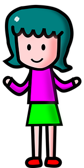 Cartoon Girlin Colorful Outfit PNG