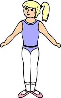 Cartoon Girlin Gymnastics Attire PNG