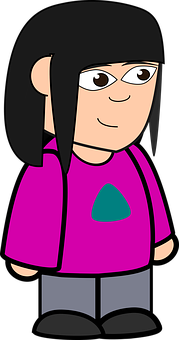Cartoon Girlin Pink Shirt PNG