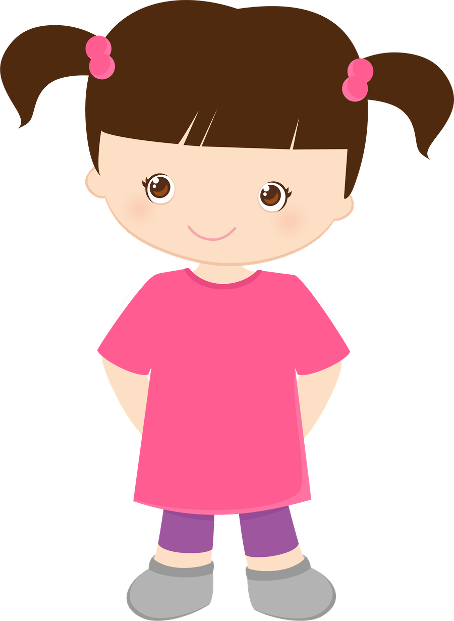 Cartoon Girlin Pink Shirt PNG