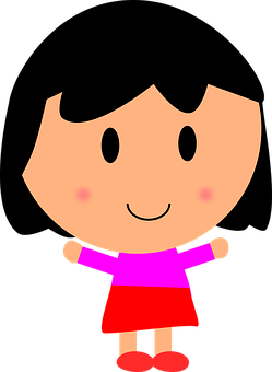 Cartoon Girlin Pinkand Red PNG