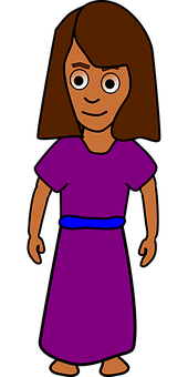Cartoon Girlin Purple Dress PNG