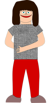 Cartoon Girlin Red Pants PNG