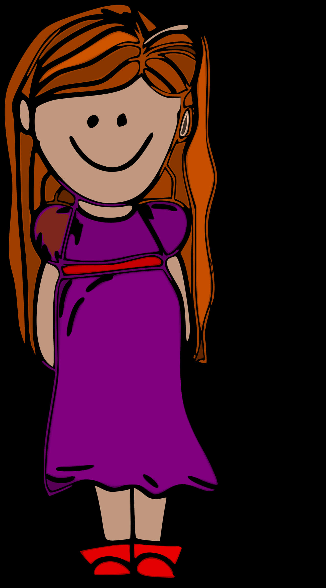 Cartoon Girlwith Long Hair PNG