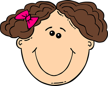 Cartoon Girlwith Pink Bow PNG