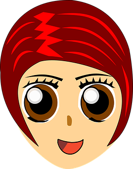 Cartoon Girlwith Red Headscarf PNG