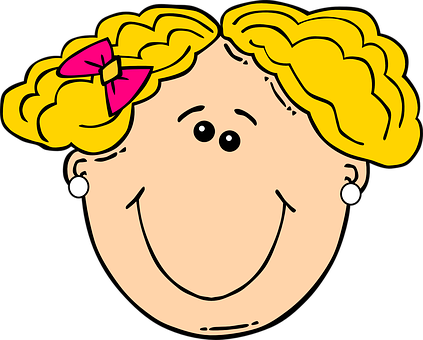 Cartoon Girlwith Yellow Hairand Pink Bow PNG