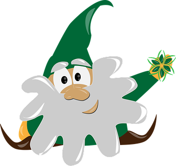 Cartoon_ Gnome_with_ Star_ Wand PNG