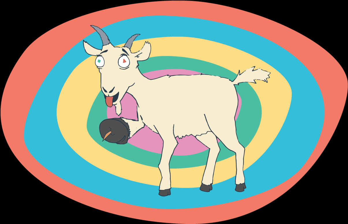 Cartoon Goat Rainbow Background PNG
