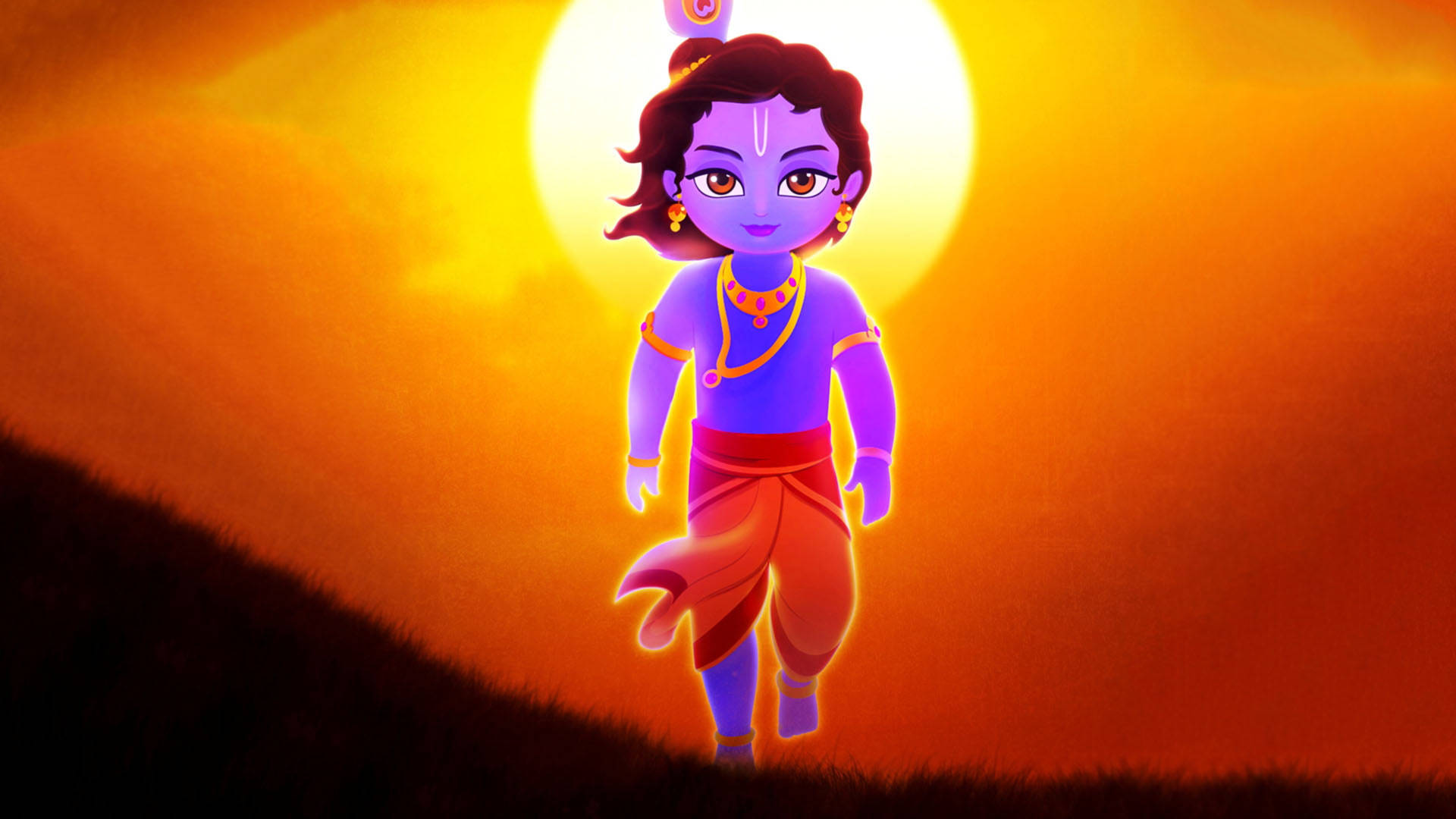 Diosde Dibujos Animados, Lord Krishna En Full Hd Fondo de pantalla