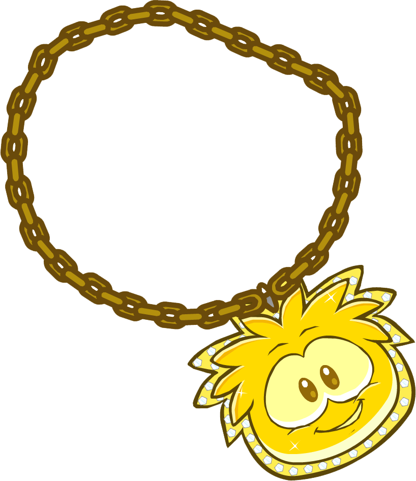 Cartoon Gold Chainwith Smiling Pendant PNG
