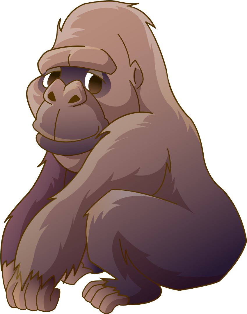 Cartoon Gorilla Sitting Down PNG