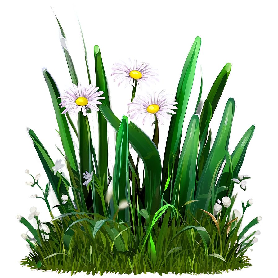 Cartoon Grass With Daisies Png Rue PNG