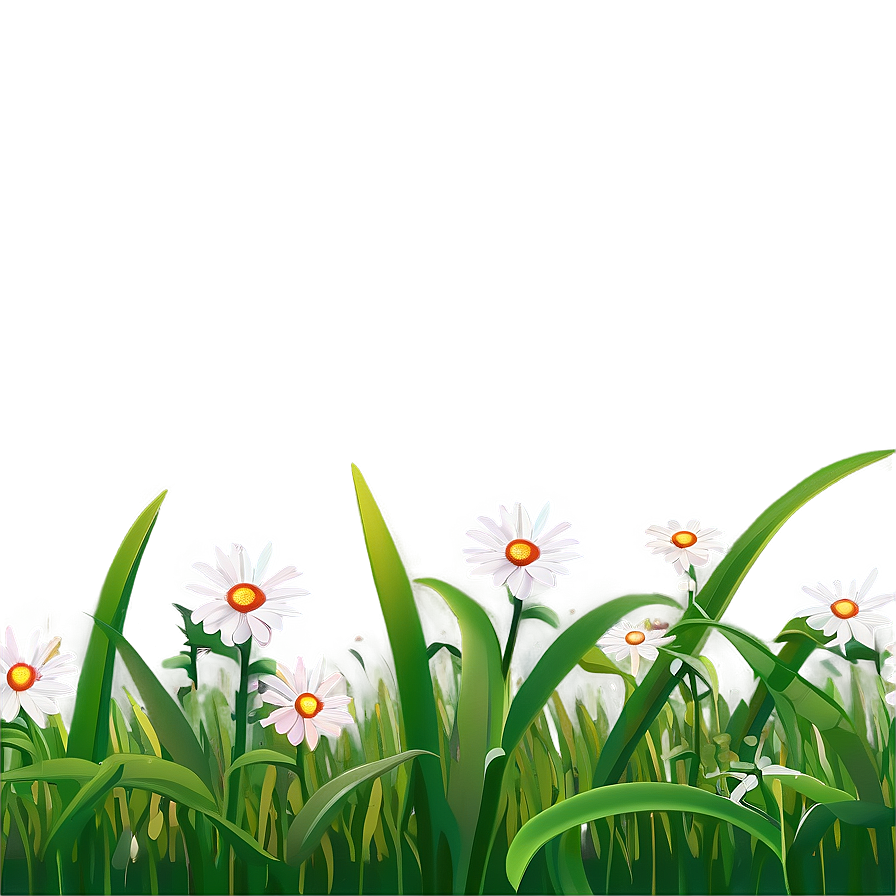 Cartoon Grass With Flowers Side Png Wka18 PNG