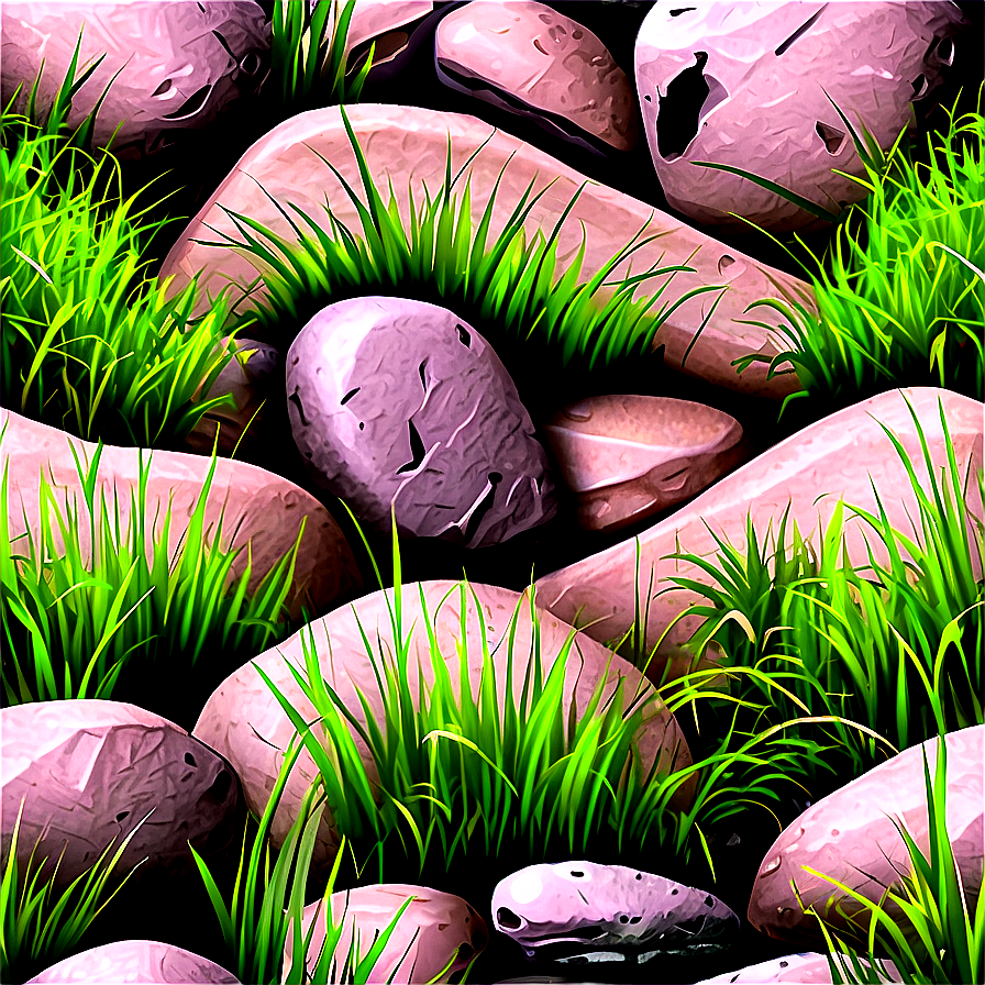 Cartoon Grass With Rocks Png 06122024 PNG