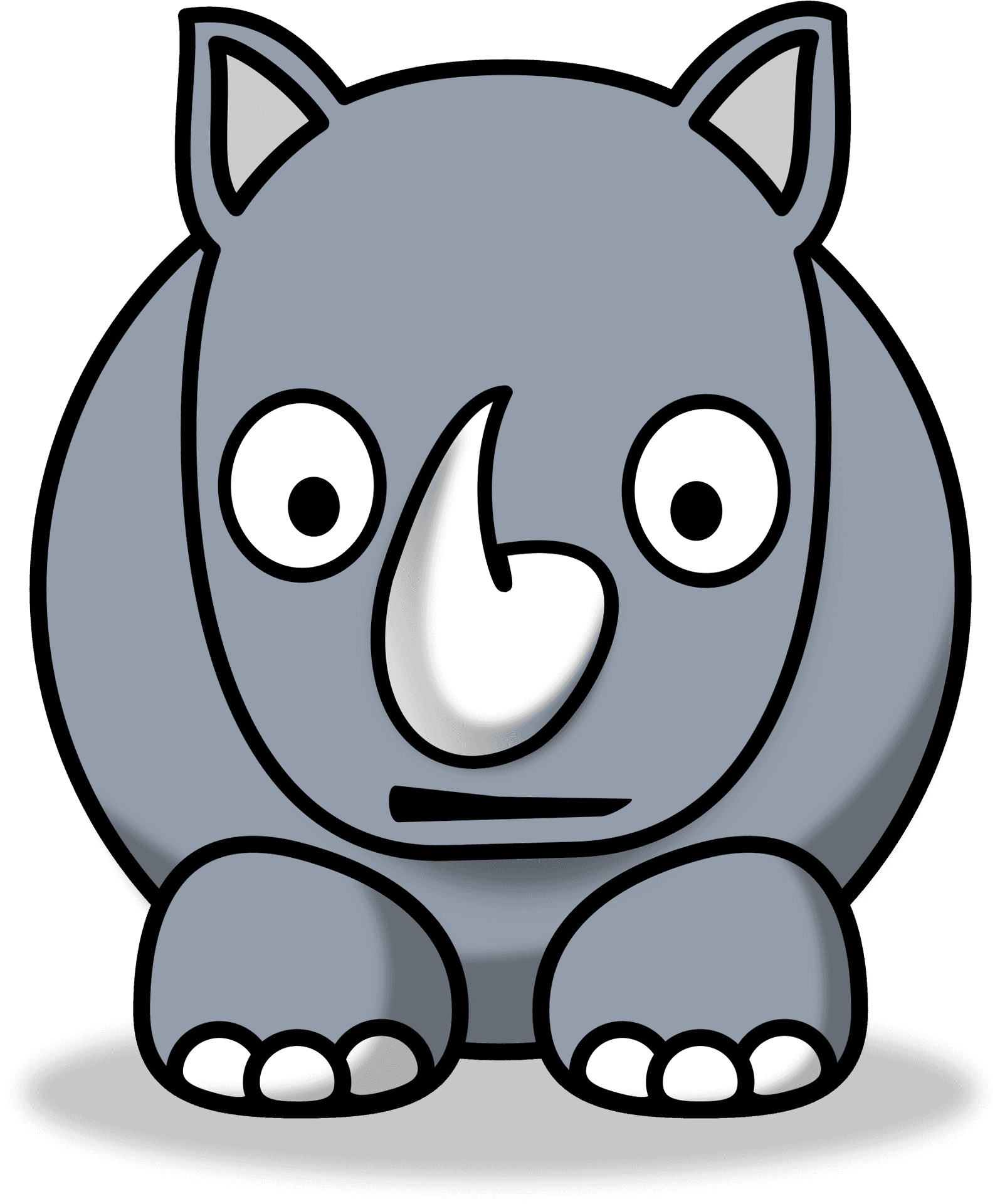 Cartoon Gray Rhino Character PNG