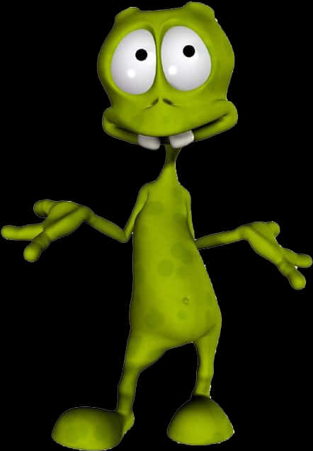 Cartoon Green Alien Standing PNG