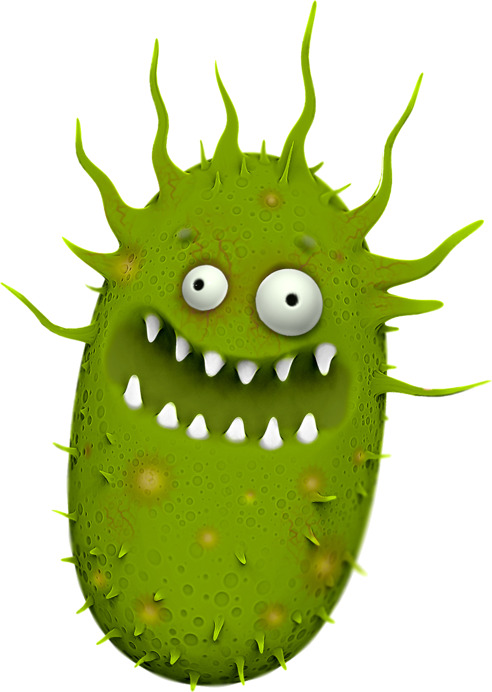 Cartoon Green Bacteria Character PNG