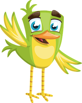 Cartoon Green Bird Character PNG