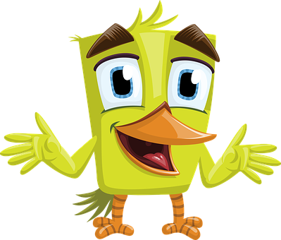 Cartoon Green Bird Character PNG