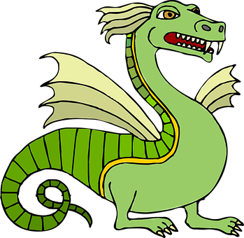 Cartoon Green Dragon Illustration PNG