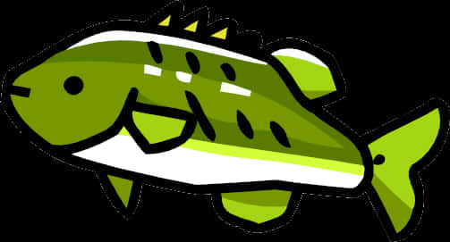 Cartoon Green Fish Illustration PNG