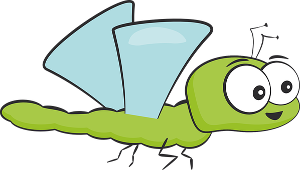 Cartoon Green Flying Insect PNG