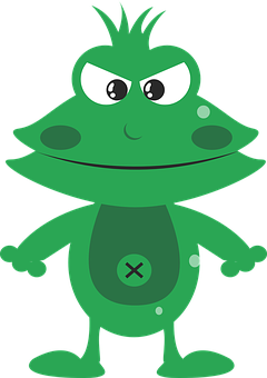 Cartoon Green Frog Character PNG