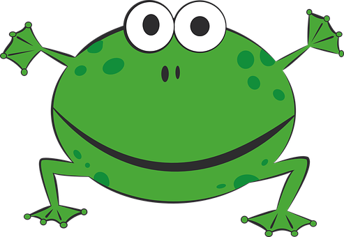 Cartoon Green Frog Smiling PNG