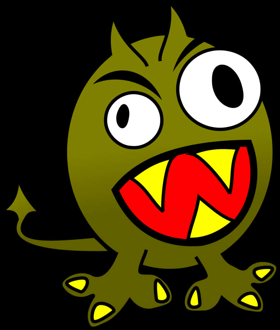 Download Cartoon Green Monster Illustration | Wallpapers.com