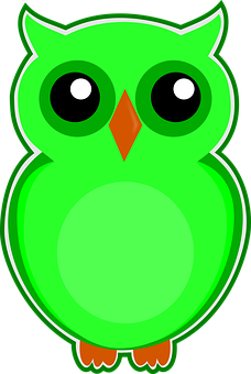 Cartoon Green Owl PNG