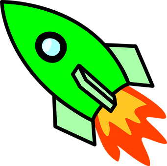 Cartoon Green Rocket Flame PNG