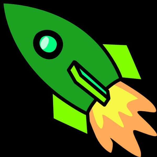 Cartoon Green Rocket Launch PNG