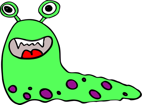 Cartoon Green Slug Alien PNG