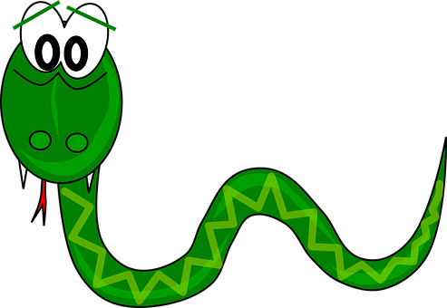 Cartoon Green Snake Graphic PNG