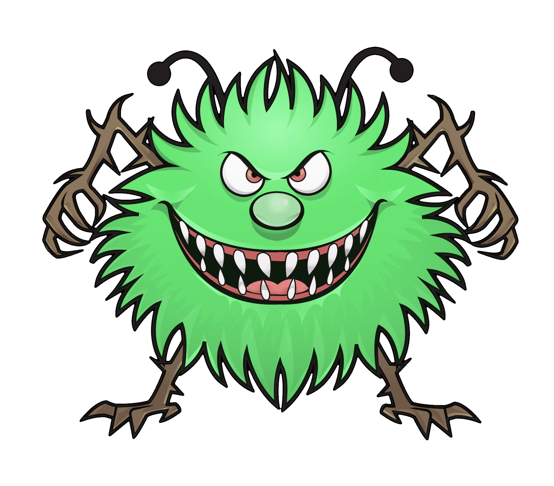 Cartoon Green Virus Character PNG