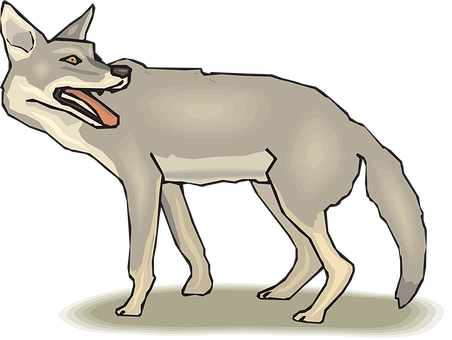 Cartoon Grey Wolf Illustration PNG