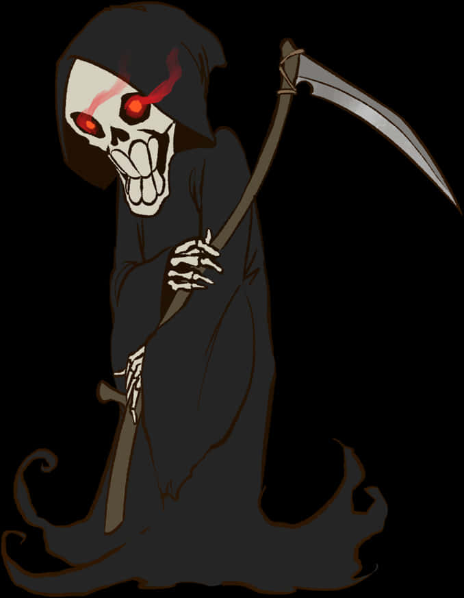 Cartoon Grim Reaper Red Eyes PNG