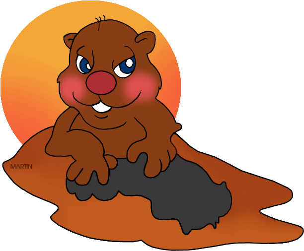 Cartoon Groundhog Emerging From Burrow PNG