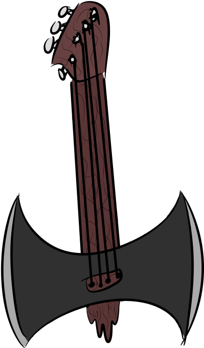 Cartoon Guitar Dagger Illustration PNG