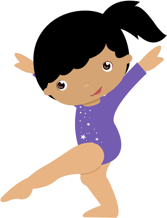 Cartoon Gymnastin Purple Leotard PNG