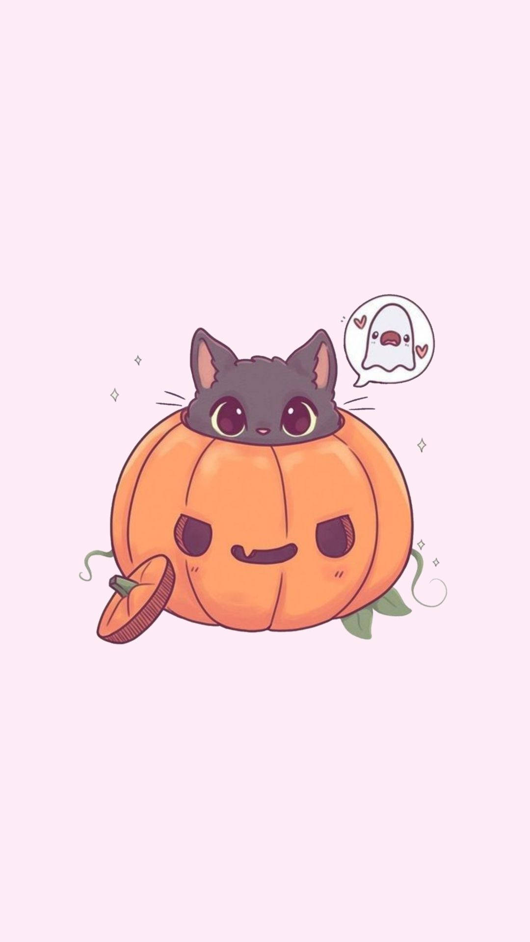 Cartoon Halloween Cat In Pumpkin
