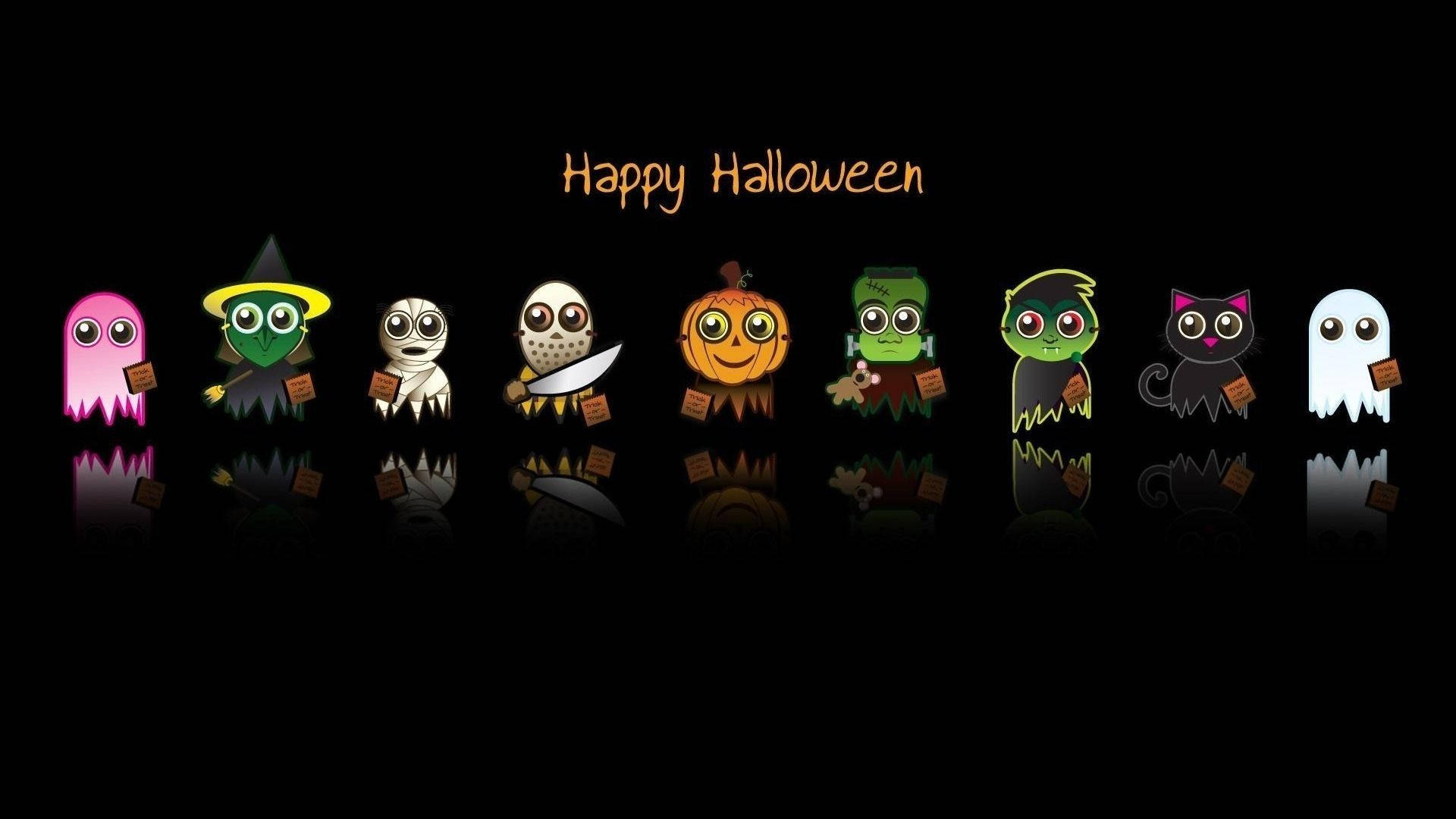 Cartoon Halloween Characters In The Dark Wallpaper
