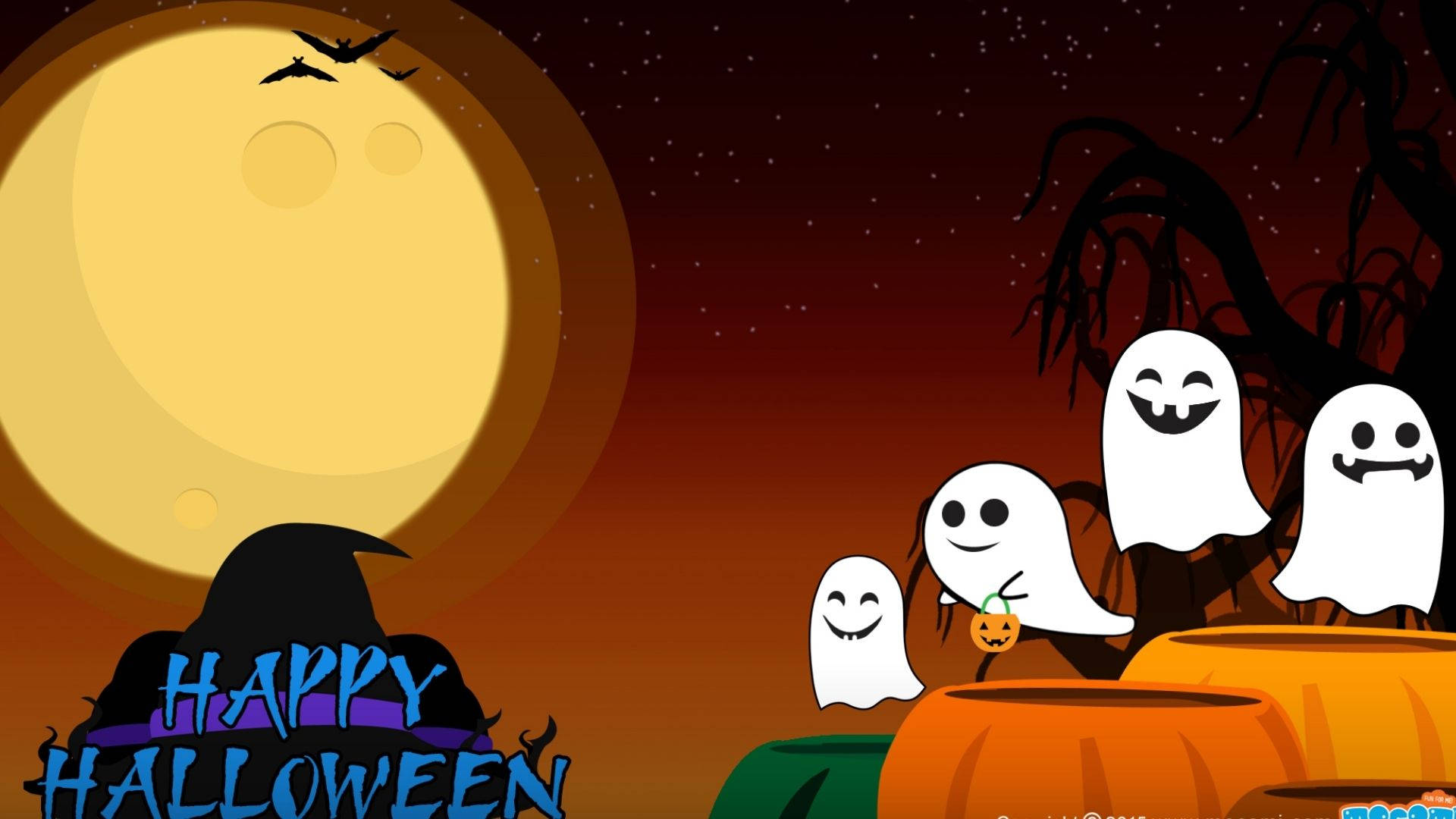 Cartoon Halloween Happy Ghosts