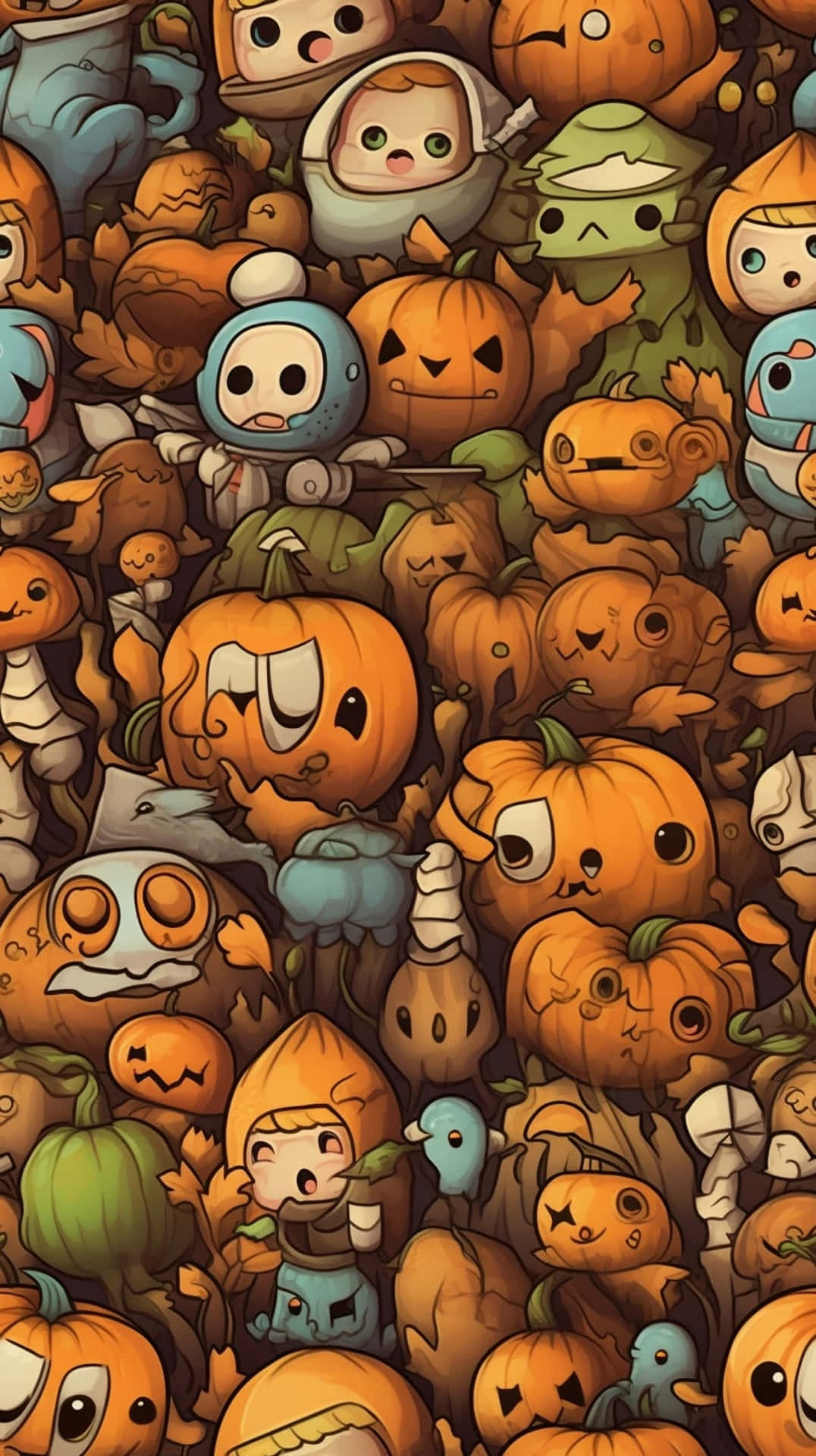 Cartoon Halloween Pumpkin Patterni Phone Wallpaper Wallpaper