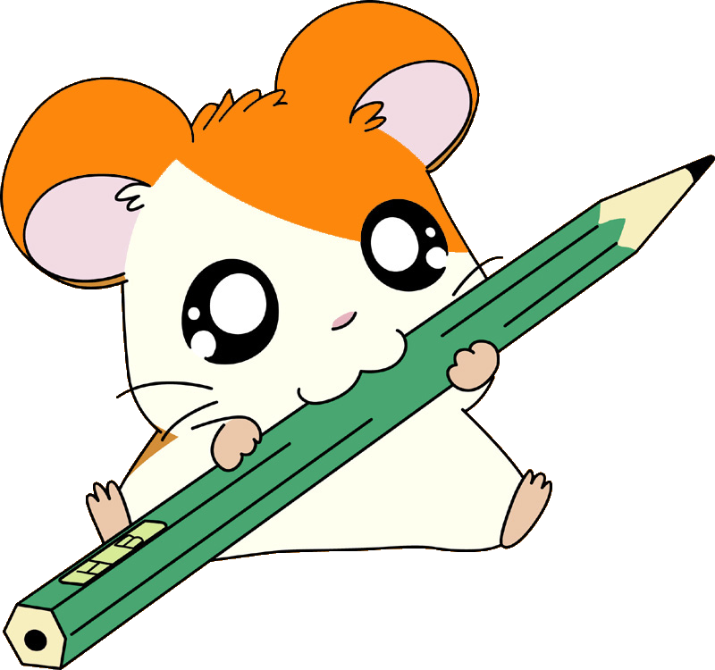 Cartoon Hamster Holding Pencil PNG