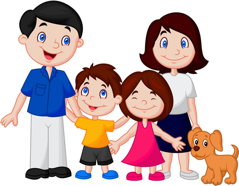 Cartoon Happy Family With Dog PNG