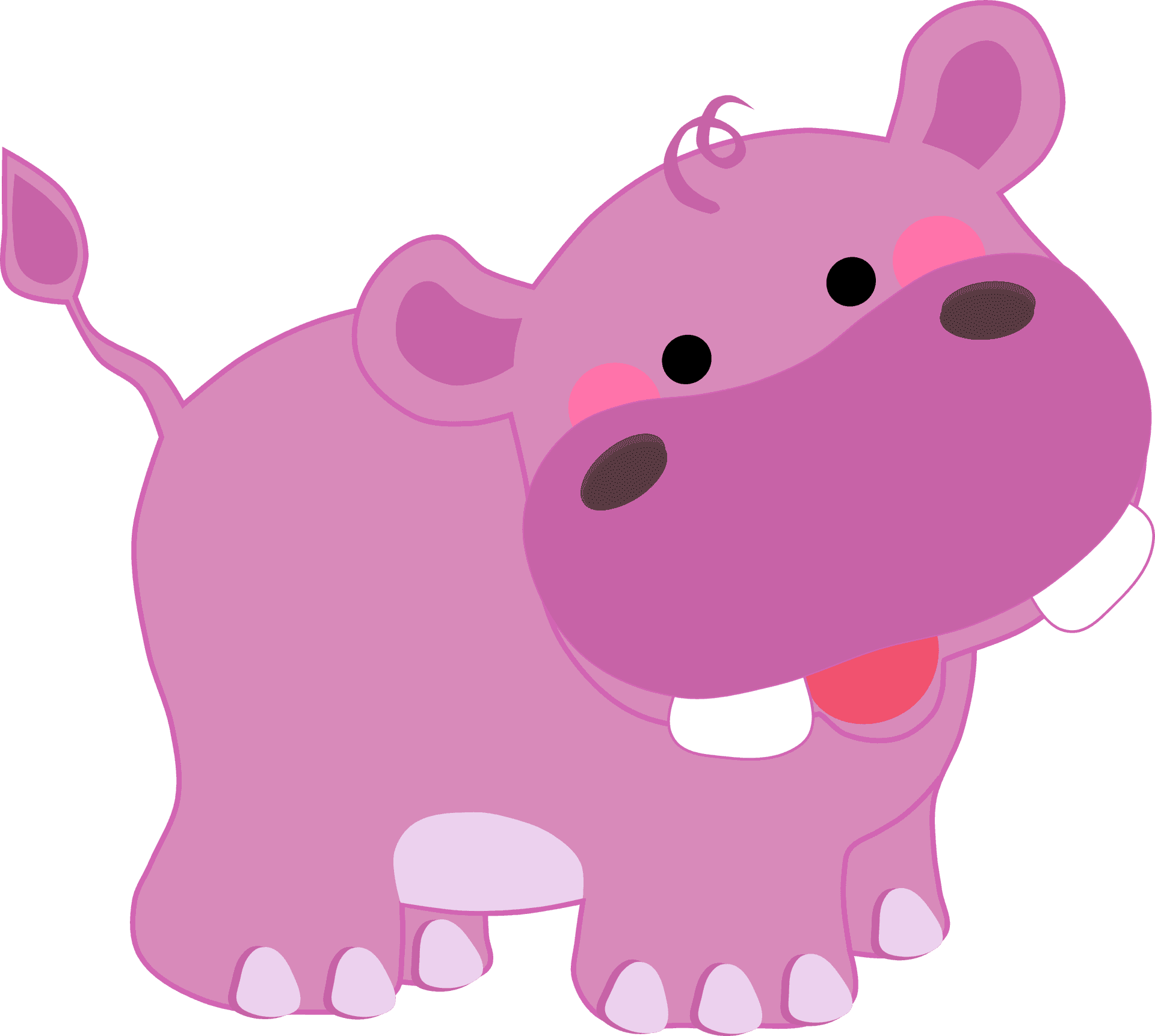 Cartoon Happy Hippopotamus PNG