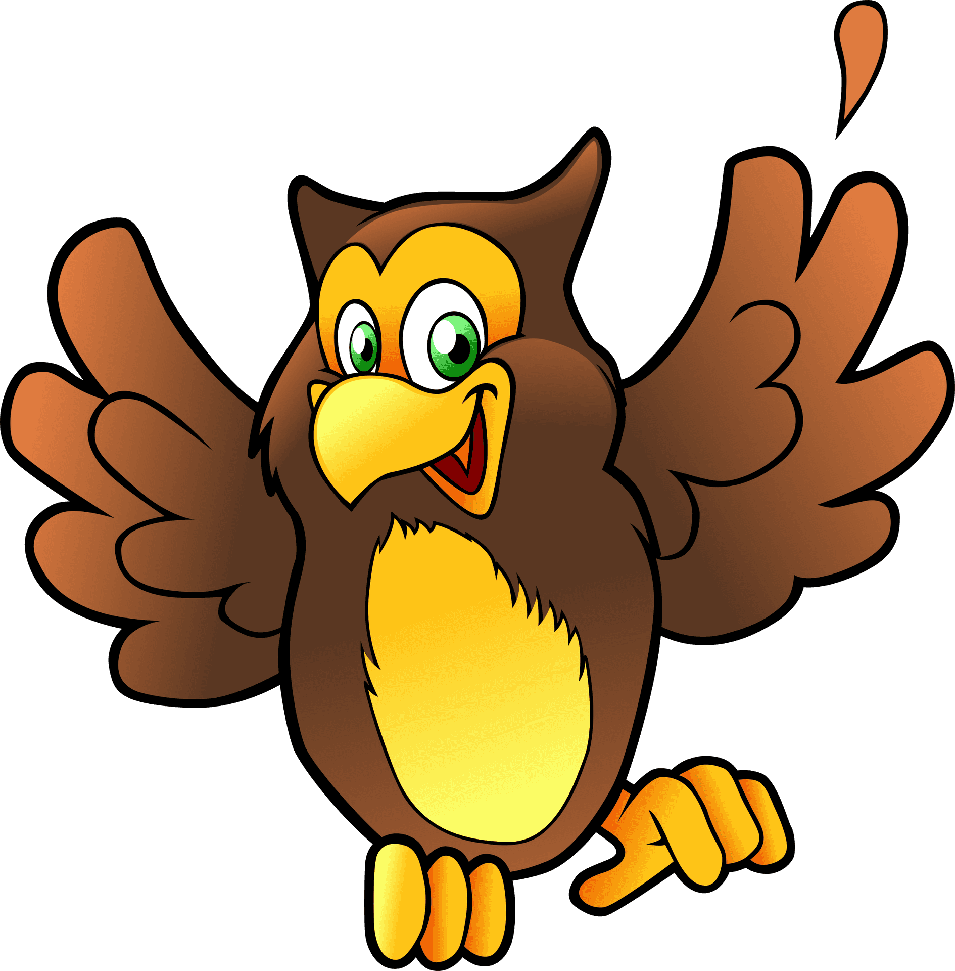 Cartoon Happy Owl Spreading Wings PNG